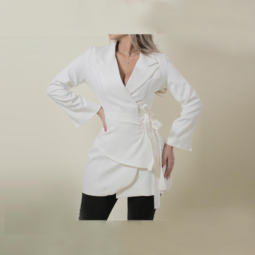 Exclusive Online Women's Clothing Store in Kuwait - B 8 - Blazer with belt color black , off white