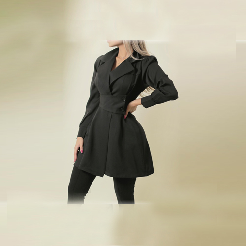 Exclusive Online Women's Clothing Store in Kuwait - B3 - Blazer with belt  color black , off white