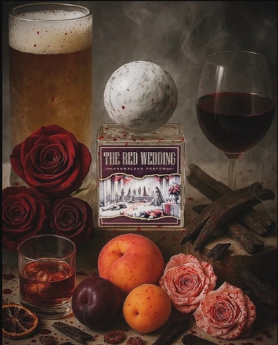 The Red Wedding - Top Notes - Red Wine, Grape, Rum, Whiskey, Prunol, Beer, Dried Fruits  Mid Notes - Turkish Rose, Rose Damascena, Rose Bulgaria, Ruh Gulab, Osmanthus, Prunella, Plum, Peach, Apricot  Base Note - Oakwood Barrel, Woods, Agarwood Hindi, Cambodian Oud, Amber Accord, Blood Accord