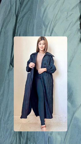 Jacket - جاكيت مفتوح قطن بوليستر معفس مع جيوب فري سايز… الطول 47 إنش