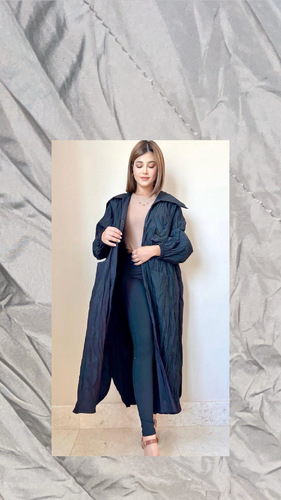 Jacket - جاكيت مفتوح قطن بوليستر معفس مع جيوب فري سايز… الطول 47 إنش
