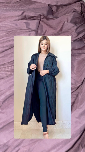 Jacket - جاكيت مفتوح قطن بوليستر معفس مع جيوب فري سايز… الطول 47 إنش