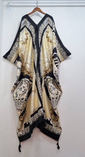 Dress - Silk crepe shawl dress
Free size…
Fits up to XXL
Shorter at the front than the sides
Approximately 52 inches in length