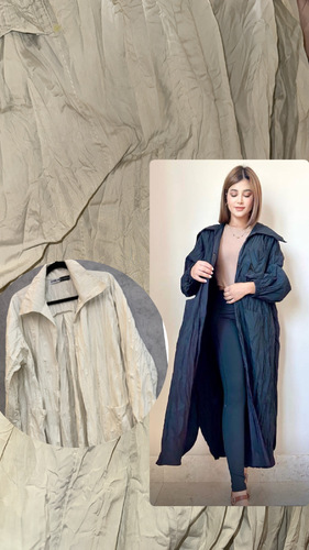 Jacket - جاكيت مفتوح قطن بوليستر معفس مع جيوب فري سايز… الطول 47 إنش