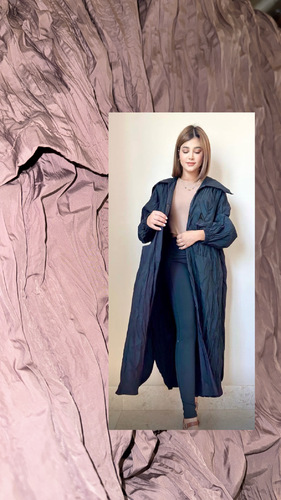 Jacket - جاكيت مفتوح قطن بوليستر معفس مع جيوب فري سايز… الطول 47 إنش