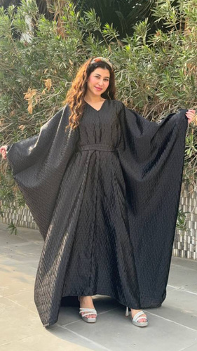 فستان جاكار أسود - فستان جاكار فري سايز أوفر سايز  الطول التقريبي 54-55 انش