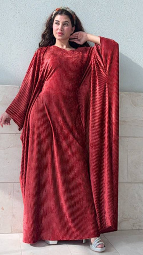 فستان مخمل درجات الاورنج - فستان مخمل  فري سايز أوفر سايز  الطول التقريبي 58 انش  ممكن اقصر  تقدرين تقصرين عند اي خياط