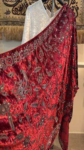 شال حجم كبير - فقط شال حجم كبير جداً مخمل درجات الأحمر