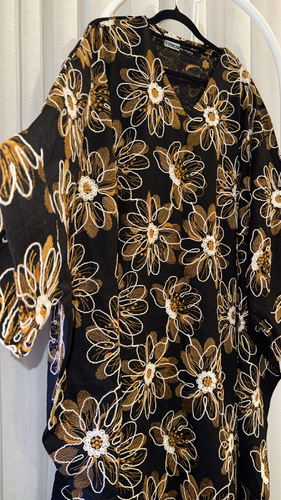 فستان لنن - فستان صيفي&nbsp; لنن بارد مطرز مع حزام&nbsp; فري سايز … الطول التقريبي 54-55