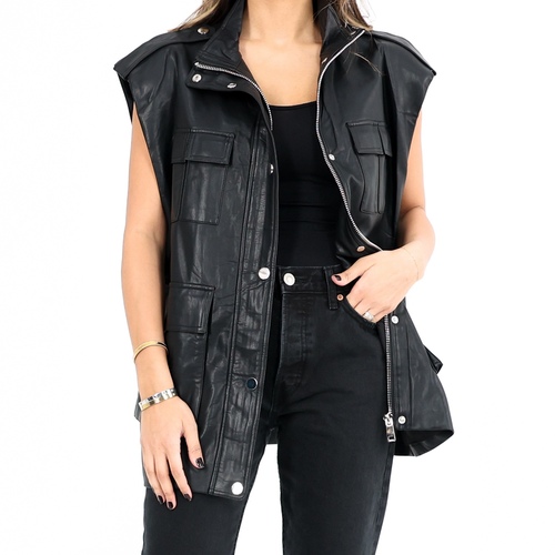 Pocket leather vest