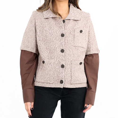 Knitted Button Top Brown