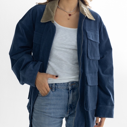 Velvet Pocket Jacket Blue