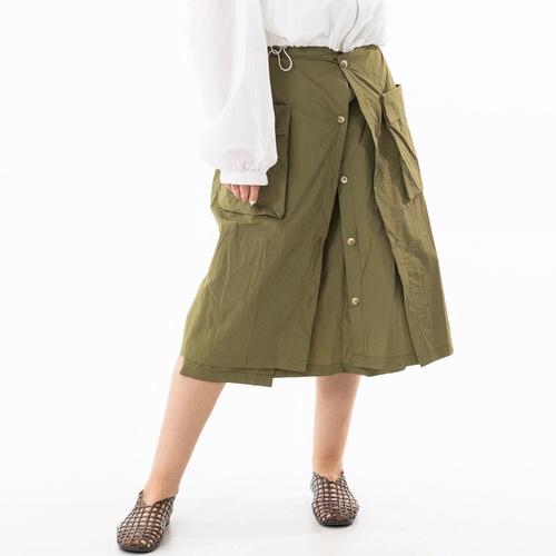 Crinkled Olive Skirt