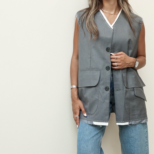 Stitched  Vest Grey