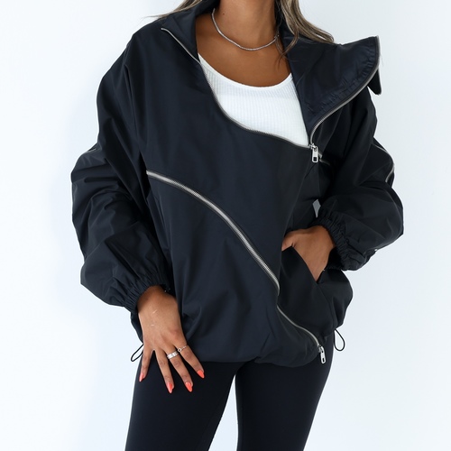 Zip Up Black Top