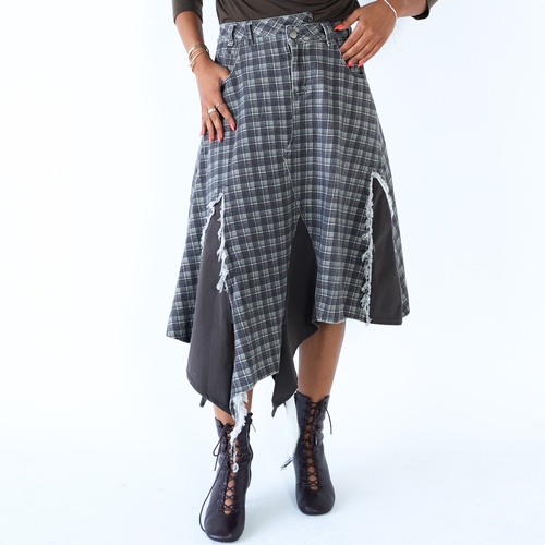 checker Brown Skirt