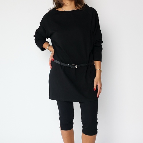 Cotton Top with belt Black