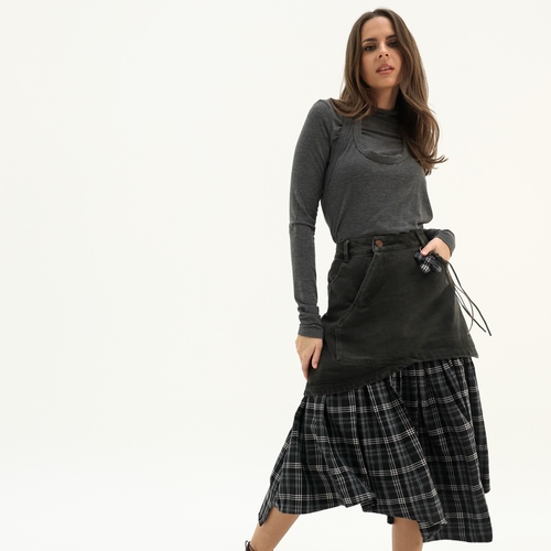 Plaid Flow Skirt Grey