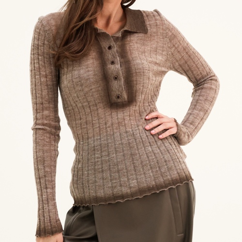 Hazel Ribbed Collar Top