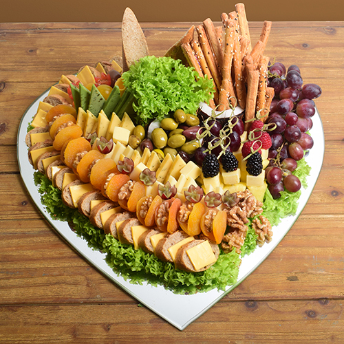 Cheese tray 1 - cheese tray with fresh fruits, bread, nuts and vegetables.