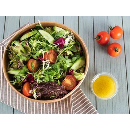 Garden Salad. - Crisp
  lettuce, tomato, cucumber, and radish, served with a light vinaigrette