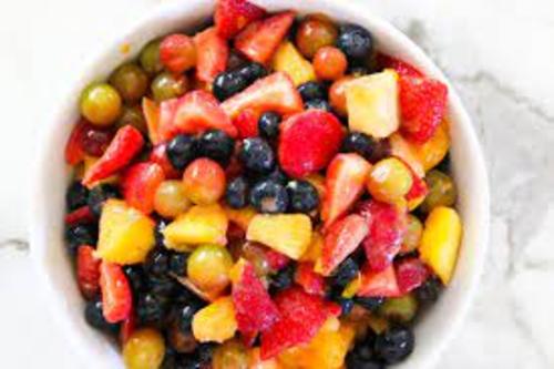 Fruit Pudding Salad ( 1 measurement) - inisde fresh mango,orange and papaya with mango passion fruit sauce good for 6 to 8 persons