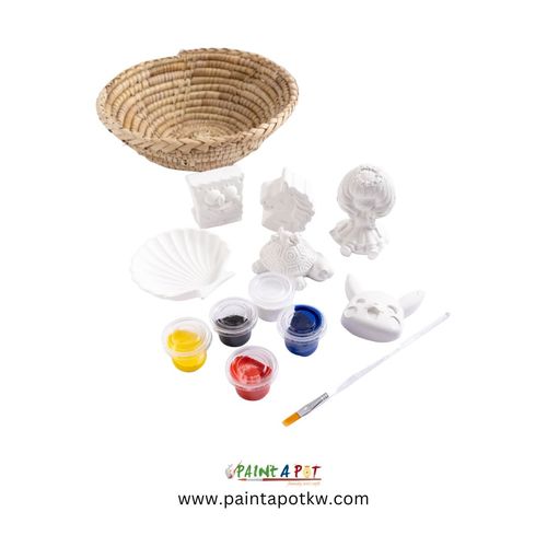 Gergea’an Basket Small - Small Gergean
Basket  It includes (6)
small and different gypsum shapes of your choice(5)
colors and a paint brush