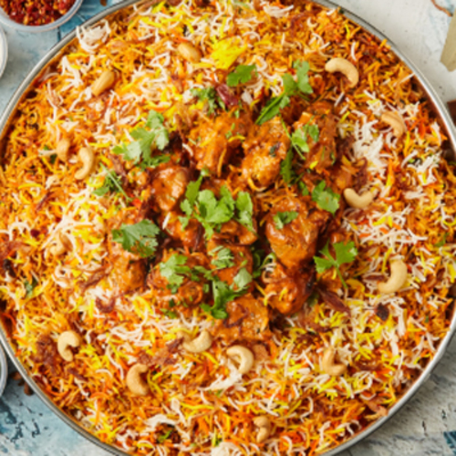 Family Meal 5 Person - Biryani meal for 5 persons, curd, achar, hot or red or green sauce, soft drink and green salad.