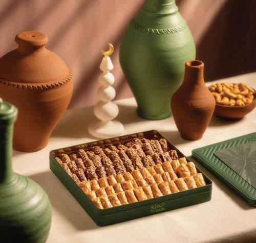 Delicious baklava with cashews and chocolate, large size