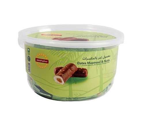 Kaif Aljawharh - Maamoul Fingers with dates covered with chocolate rich in nuts - the ingredients Flour - date paste - sugar - vegetable oil (palm) - cocoa butter substitute. Weight: 400 grams