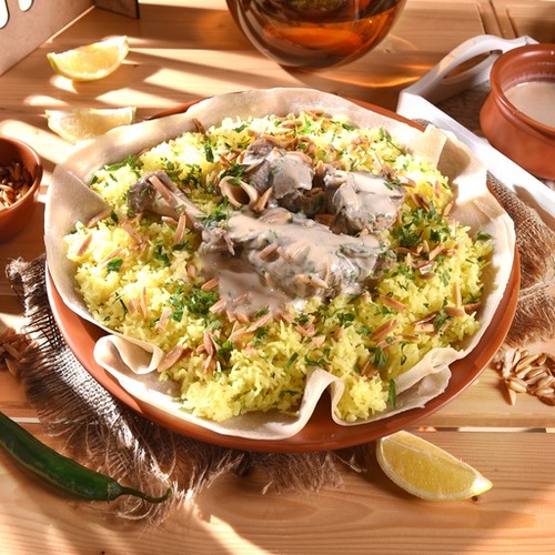 Mansfji - Mansaf-Meat - Jordanian Mansaf with Arabic meat  and karaki jameed