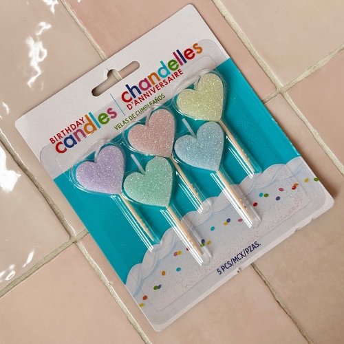 glittery heart candles