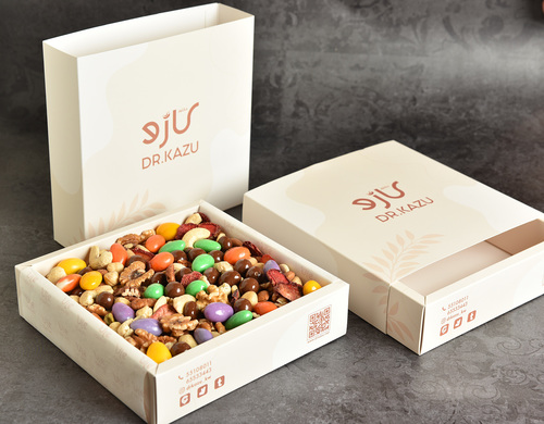 A box of value diet nuts with healthy chocolate