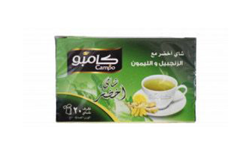Green tea with ginger and lemon, 20 pieces