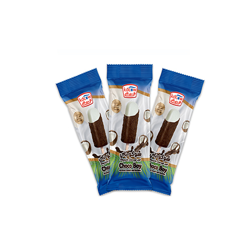 Kdcow - Ice Cream Choco Bay Stick 50 Ml 24 Pieces - Ice cream with coconut with chocolate
 Pasteurized Fat 10% as a minimum with ice cream, 30% total solids as a minimum 
 Ingredients: Fresh Cow's Milk, Sugar, Butterfat, Vegetable Fat (Palm Oil), Glucose, Milk Solids, Approved Emulsifiers & Stabilizers: Carob Bean Gum (E 410), Guar Gum (E 412), Vegetable Mono & Diglycerides of Fatty Acids (E 471), Nature Identical coconut with chocolate Flavor, Approved Color Black Carrot Extract (E163)  Keep Frozen Below (-18°c) 
 Expiry life: Year of production date