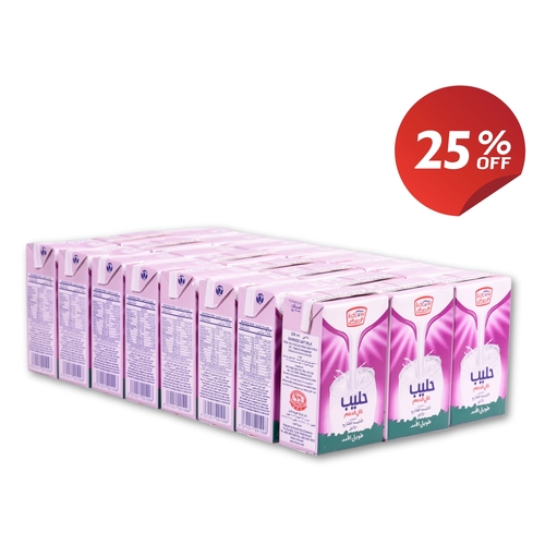 Long Life Skimmed Milk 250 Ml 24 Pieces 25% discount - Long Life Skimmed Milk From 100% Pure and Fresh Cow’s Milk
UHT – Treated & Homogenized
Enriched With Vitamins A & D3
 Fat 2% Min, Min. 8,5 % MSNF, Vitamins A & D3
 No Water, Milk Powder, or Preservatives added
Will remain fresh & maintain its nutritional value and fresh taste until the expiry date under recommended storage temperature below 25°C provided that package integrity is maintained.
Refrigerate after opening and consume within 3 days Expiry life: 6 months of production date