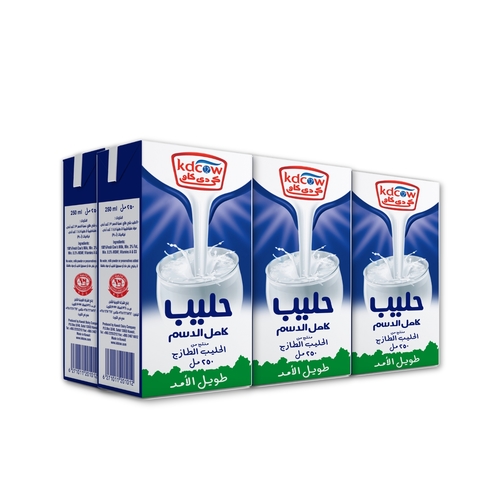 Long Life Full Cream Milk 250 Ml 6 Pieces - Long Life Full Cream Milk From 100% Pure and Fresh Cow’s Milk
UHT – Treated & Homogenized
Enriched With Vitamins A & D3 Ingredients: 100% Pure and Fresh Cow’s Milk, Fat 2% Min, Min. 8,5 % MSNF, Vitamins A & D3
 No Water, Milk Powder, or Preservatives added
Will remain fresh & maintain its nutritional value and fresh taste until the expiry date under recommended storage temperature below 25°C provided that package integrity is maintained.
Refrigerate after opening and consume within 3 days Expiry life: 6 months of production date