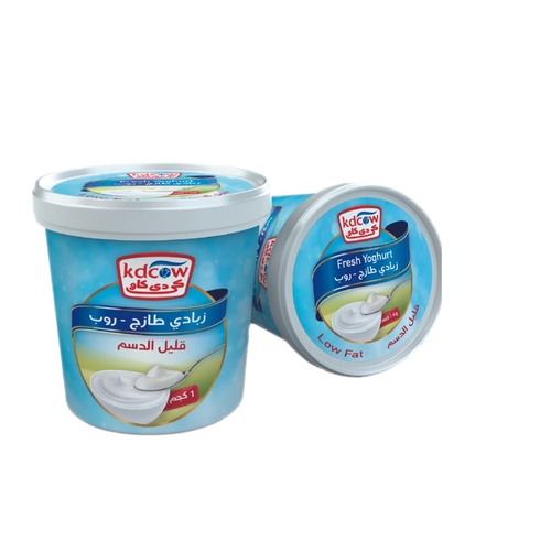 Kdcow - Yoghurt Low Fat 1 KG - Fresh Yogurt Low Fat From 100% Fresh Cow’s Milk
Pasteurized & Homogenized Ingredients: 100% Fresh Cow’s Milk , Max. Fat 2% , Min. 8,5 % MSNF , Culture , Milk Solids , Approved Stabilizer Agar ( E 406) ,Vitamins A & D3
Keep Refrigerated (0 to 5 °C ) 
Expiry life: 10 days of production date