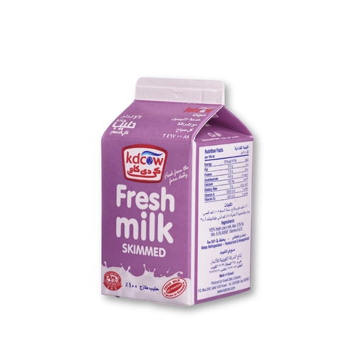 Skimmed Fresh Milk 500 ml - Skimmed Fresh Milk From 100% Pure and Fresh Cow’s Milk
Pasteurized & Homogenized Fat 3% min, Min. 8,5 % MSNF, Vitamins A & D3 No Water, Milk Powder, or Preservatives are added.
Keep Refrigerated ( 0 to 5°C ) Expiry life: 5 days of production date