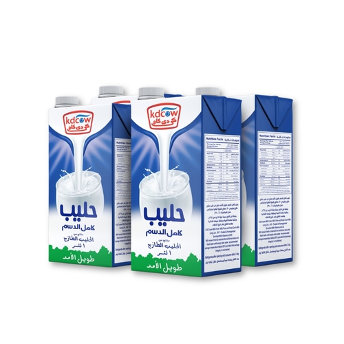 Long Life Full Cream Milk 1 Liter 4 Pieces - Long Life Full Cream Milk From 100% Pure and Fresh Cow’s Milk
UHT – Treated & Homogenized
Enriched With Vitamins A & D3 Ingredients: 100% Pure and Fresh Cow’s Milk, Fat 2% Min, Min. 8,5 % MSNF, Vitamins A & D3
 No Water, Milk Powder, or Preservatives added
Will remain fresh & maintain its nutritional value and fresh taste until the expiry date under recommended storage temperature below 25°C provided that package integrity is maintained.
Refrigerate after opening and consume within 3 days Expiry life: 6 months of production date