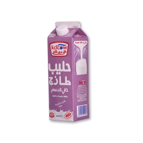 Kdcow - Fresh Milk Skimmed 1 Liter - Skimmed Fresh Milk From 100% Pure and Fresh Cow’s Milk
Pasteurized & Homogenized 100% Fresh Cow’s Milk, Fat min. 3%, Min. 8,5 % MSNF, Vitamins A & D3
No Water, Milk Powder, or Preservatives are added.
Keep Refrigerated ( 0 to 5°C ) Expiry life: 5 Days of production date