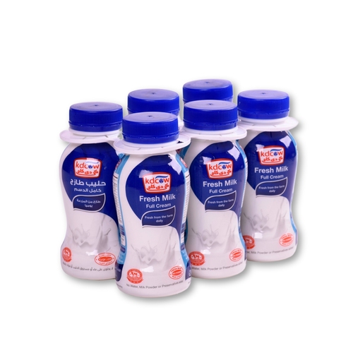 Kdcow - Full Cream Fresh Milk 200 ml 6 Pieces - Fresh Full Cream Milk From 100% Pure and Fresh Cow’s Milk
Pasteurized & Homogenized Ingredients: 100% Fresh Cow’s Milk, Fat 3% min, Min. 8,5 % MSNF, Vitamins A & D3 No Water, Milk Powder, or Preservatives are added.
Keep Refrigerated ( 0 to 5°C ) Expiry life: 5 days of production date