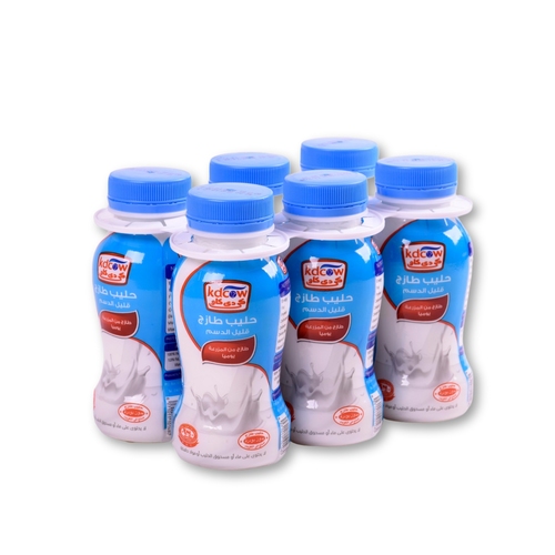 Kdcow - Low Fat Fresh Milk 200 ml  6 Pieces - Low Fat Fresh Milk From 100% Pure and Fresh Cow’s Milk
Pasteurized & Homogenized Ingredients: 100% Fresh Cow’s Milk, Fat min. 3%, Min. 8,5 % MSNF, Vitamins A & D3
No Water, Milk Powder, or Preservatives are added.
Keep Refrigerated ( 0 to 5°C ) Expiry life: 5 days of production date