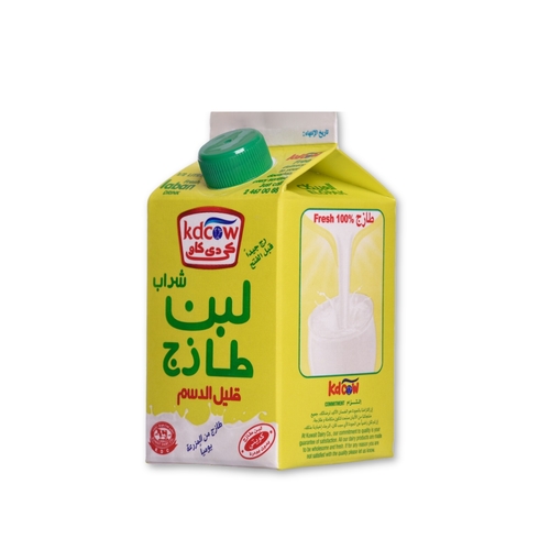 Low Fat Fresh Laban Drink 500 Ml - Laban Drink Low Fat From 100% Fresh Cow's Milk, Min. 0.5?t, Min. 6% MSNF  Ingredients: 100% Fresh Cow's Milk, Culture, Approved Emulsifiers & Stabilizers: Cellulose Gum(E 466), Guar Gum(E 412), Max. 1% Salt, Purified Water, Vitamins A & D3 Pasteurized & Homogenized Keep Refrigerated (0 to 5°C) 
 Expiry life: 6 Days of production date