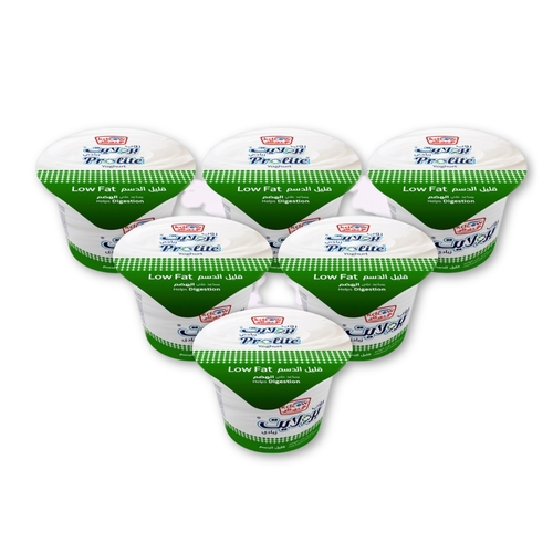 Yoghurt Low Fat Prolite 154 Gm 6 Pieces - Fresh Low Fat Yogurt From 100% Fresh Cow’s Milk
Contains Probiotic Starter Cultures
Pasteurized & Homogenized
Helps Maintain a Healthy Digestive System Ingredients: 100% Fresh Cow’s Milk, Min. Fat 1,5%, Min. 8,5 % MSNF, Probiotic Cultures (Bacterium lactic HN019), Milk Solids, Approved Emulsifiers & Stabilizers: GuarGum (E 412) , Carrageenan (E 407), Vegetable Mono & Diglycerides of Fatty Acids
(E 471), Vitamins A & D3
Keep Refrigerated (0 to 5 ºC ) 
 Expiry life: 10 days of production date