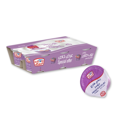 Kdcow - Skimmed Fresh Yogurt 170 Gm  6 Pieces - Fresh Yogurt Skimmed From 100% Fresh Cow’s Milk
Pasteurized & Homogenized Ingredients: 100% Fresh Cow’s Milk , Max.Fat 0,5% , Min. 8,5 % MSNF , Culture , Milk Solids , Approved Stabilizer Agar ( E 406) ,Vitamins A & D3
Keep Refrigerated (0 to 5 °C ) 
Expiry life: 10 days of production date