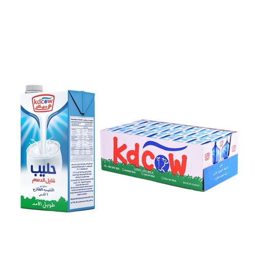 Kdcow - Long Life Low Fat Milk 1 Liter 12 Pieces - Low Fat UHT Milk From 100% Pure and Fresh Cow’s Milk
UHT – Treated & Homogenized
Enriched With Vitamins A & D3

 Ingredients:
100% Fresh Cow’s Milk, Fat Max. 2%, Min. 8,5 % MSNF, Vitamins A & D3
No Water, Milk Powder, or Preservatives added
Will remain fresh & maintain its nutritional value and fresh taste until the expiry date under recommended storage temperature below 25°C provided that package integrity is maintained.
Refrigerate after opening and consume within 3 days Expiry life: 6 months of production date