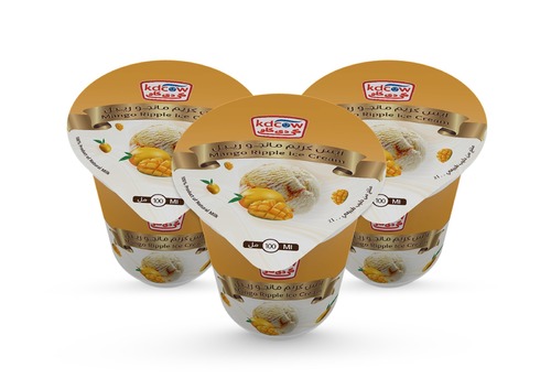 Ice Cream Mango Ripple Cups 100 Ml 24 Pieces - Vanilla and Mango Ripple Ice Cream
Min. 47.5 g , Pasteurized
Min. 10 ?t in Ice Cream , Min. 30 % Total Solids
Ingredients:
Fresh Cow’s Milk, Sugar , Butterfat , Vegetable Fat (Palm Oil) , Glucose , Milk Solids, Approved Emulsifiers & Stabilizers: Carob Bean Gum (E 410), Guar Gum (E 412) , Vegetable Mono & Diglycerides of Fatty Acids (E 471) ,Pectin (E440 ), Nature Identical Vanilla & Mango Flavor, Approved Colors : Natural Curcumin ( E100) , Beetroot red (E162)
Keep Frozen Below (-18 ˚c) 
 Expiry life: Year of production date