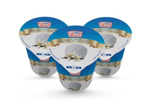 Ice Cream Vanilla Cups 100 Ml 24 Pieces - Vanilla Ice Cream
Min. 47,5 g , Pasteurized
Min. 10 ?t , Min. 30 % Total Solids
Ingredients:
Fresh Cow’s Milk, Sugar , Butterfat , Vegetable Fat (Palm Oil), Glucose , Milk Solids, Approved Emulsifiers & Stabilizers: Carob Bean Gum (E 410), Guar Gum (E 412) , Vegetable Mono & Diglycerides of Fatty Acids (E 471 ), Nature Identical Vanilla Flavor 

Keep Frozen Below (-18 ˚c) 
 Expiry life: Year of production date