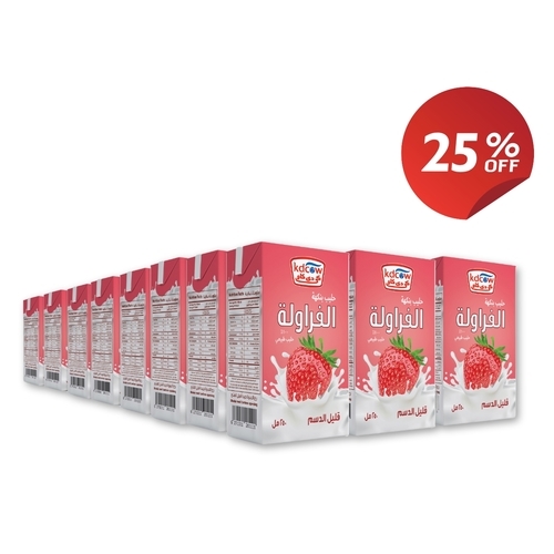 Long Life Strawberry Milk 250 Ml 24 Pieces 25% discount - Made from 100% Fresh Cow's Milk, Minimum Fat 2%, Minimum 8.5% Free Sugar, Certified Emulsifiers & Stabilizers - Contains Vitamins (A & D3) Refrigerate After Opening & Consume Within 3 Days
 Store At A Temperature Below +25 C Provided That Package Integrity Is Maintained Shake Well Before Use No Water, Milk Powder, Or Preservatives Added Uht- Treated & Homogenized 
Expiry life: 6 months of production date